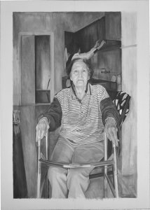 003. Portrait of my mother with her walker,